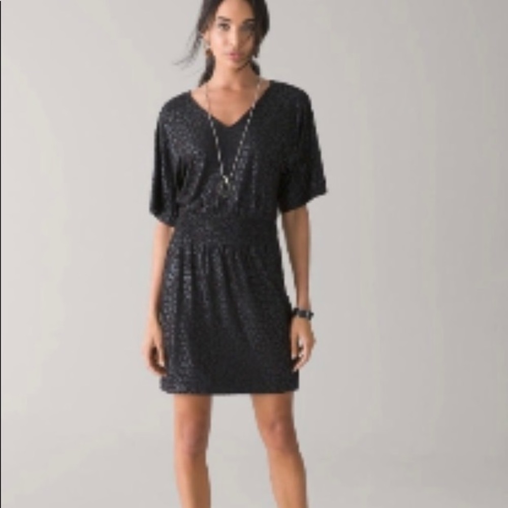 White House Black Market Kimono Sleeve Dress Leopard Foil M